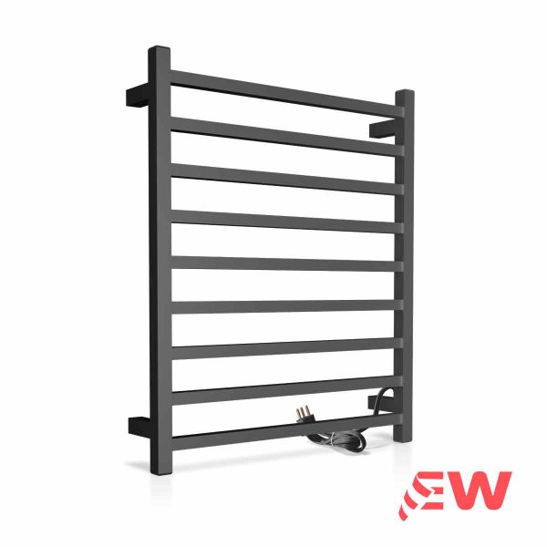 Toalheiro Elétrico 9 Barras Quadrate Alumínio Bivolt Preto