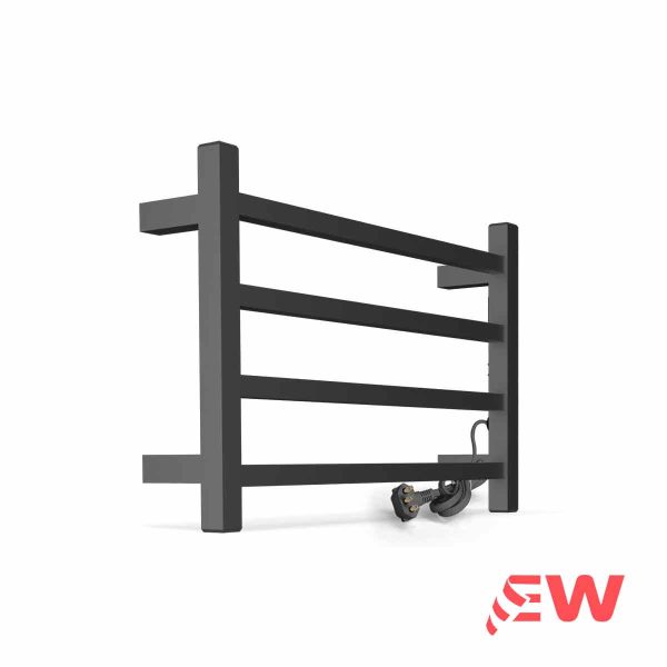 Toalheiro Elétrico 4 Barras Quadrate Alumínio Bivolt Preto