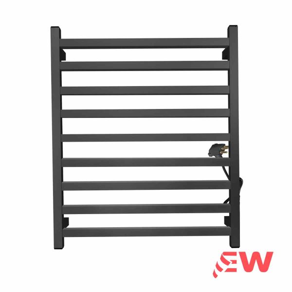 Toalheiro Elétrico 9 Barras Quadrate Alumínio Bivolt Preto