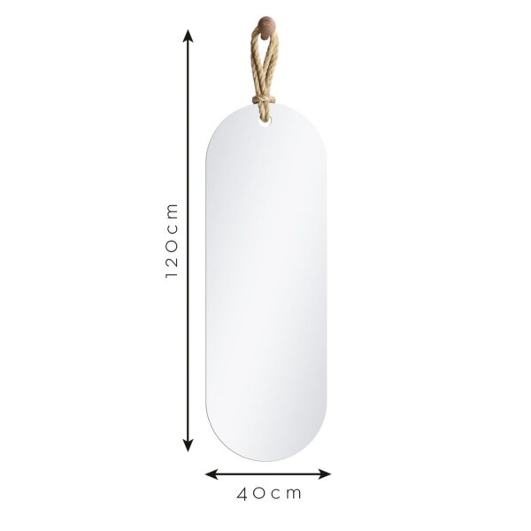 Espelho de corpo inteiro com alça sisal 120x40 cm Estilo boho