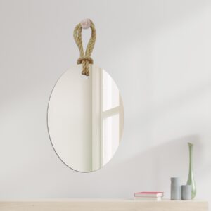 Espelho Oval com Alça Sisal Natural 60x40 cm Parede