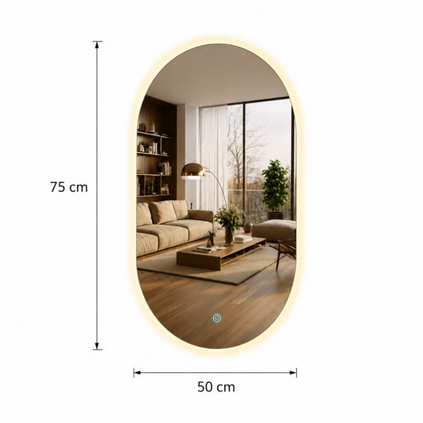 Espelho Oval 75x50cm Touch LED 2 Cores Reduna