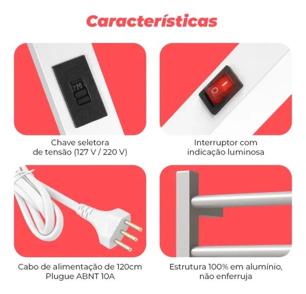 D_NQ_NP_2X_913220-MLB113146102003_062026-F Toalheiro Elétrico 9 Barras Clássico Alumínio Bivolt Branco