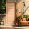 Kit Porta Pronta Maciça de Eucalipto 214x87x14cm PM58 Quartier Abertura Direita Cruzeiro Portas Marrom