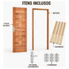 Kit Porta Pronta Maciça de Eucalipto 214x87x14cm PM96 Abertura Direita Cruzeiro Portas Marrom