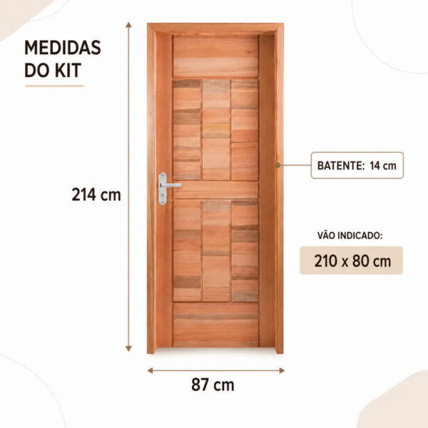 Kit Porta Pronta Maciça de Eucalipto 214x87x14cm PM96 Abertura Direita Cruzeiro Portas Marrom