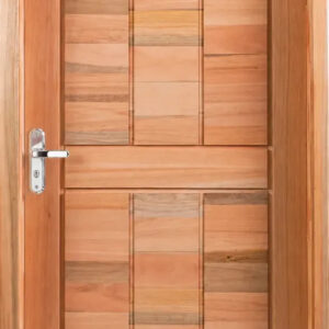 Kit Porta Pronta Maciça de Eucalipto 214x87x14cm PM96 Abertura Direita Cruzeiro Portas Marrom