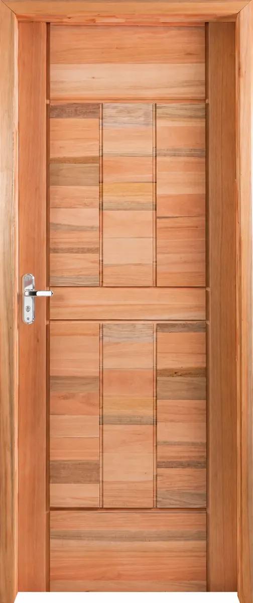 Kit Porta Pronta Maciça de Eucalipto 214x87x14cm PM96 Abertura Direita Cruzeiro Portas Marrom