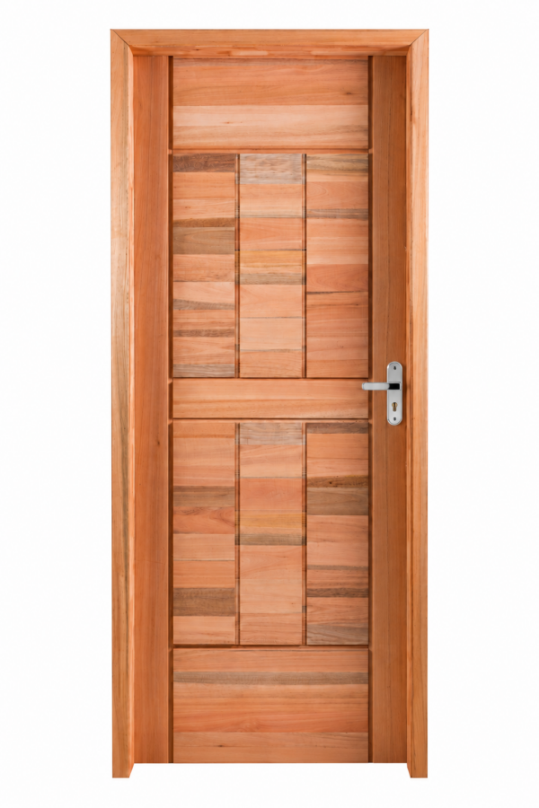 Kit Porta Pronta Maciça de Eucalipto 214x87x14cm PM97 Abertura Esquerda Cruzeiro Portas Marrom