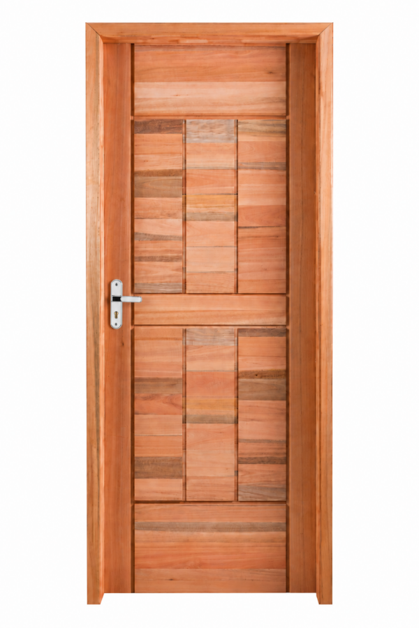 Kit Porta Pronta Maciça de Eucalipto 214x87x14cm PM97 Abertura Direita Cruzeiro Portas Marrom
